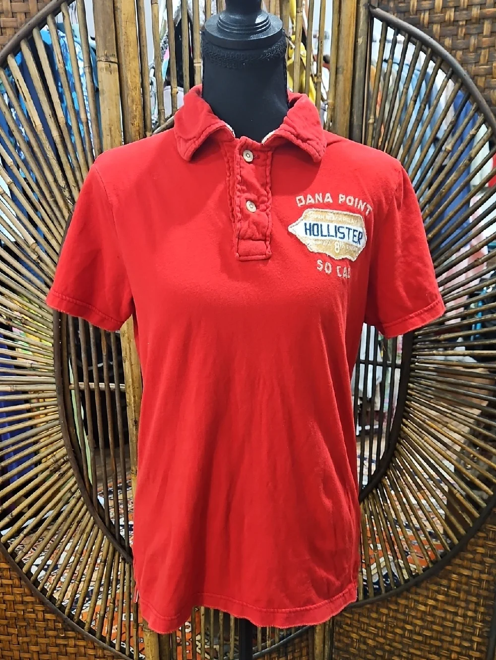 Hollister VTG Y2K Vibrant Red Short-Sleeve Polo Size S - Picture 1 of 4
